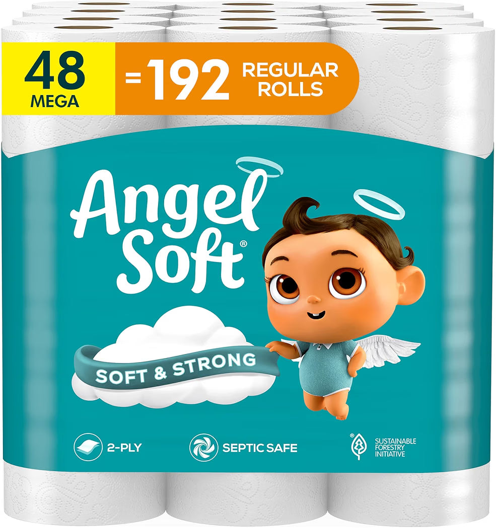 Angel Soft Soft & Strong Toilet Paper, 48 Mega Rolls