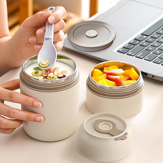 Stainless Steel Portable Breakfast Bowl with Lid