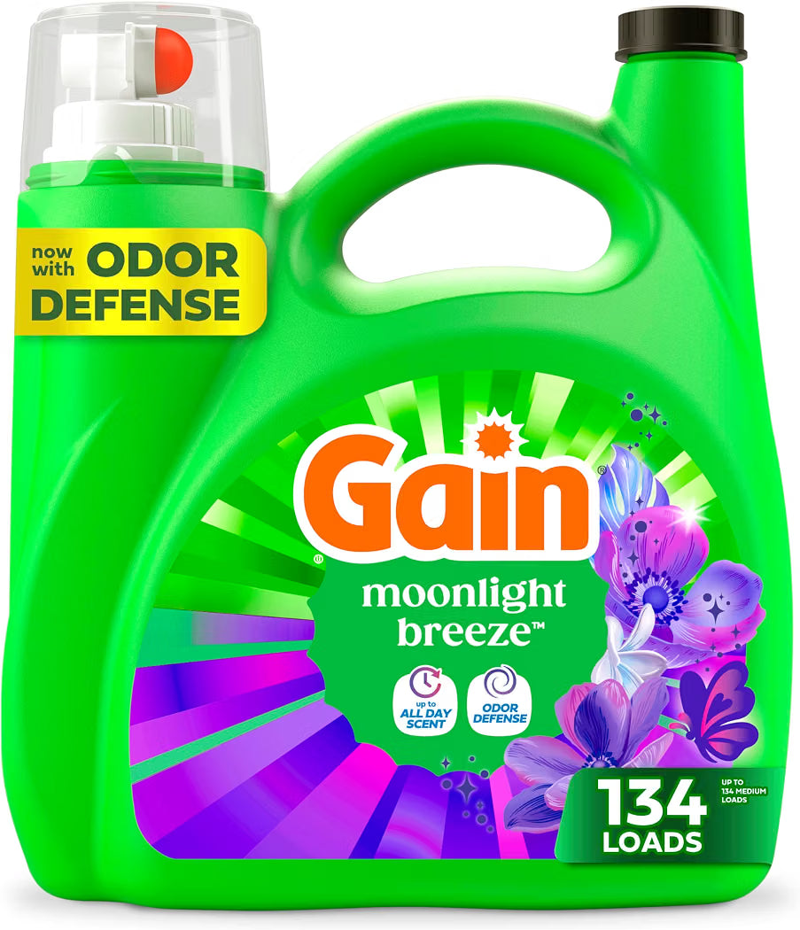 Gain Liquid Laundry Detergent with Odor Defense - Moonlight Breeze, 177 fl oz