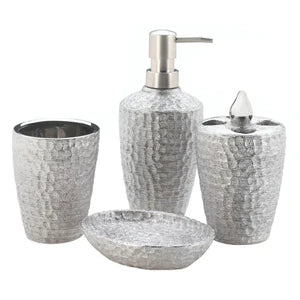 Hammered Silver Texture Bath Accessories