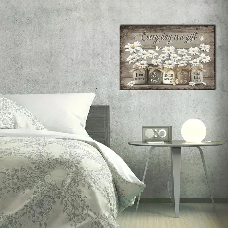Golden Floral Art Print – Elegant Wall Decor