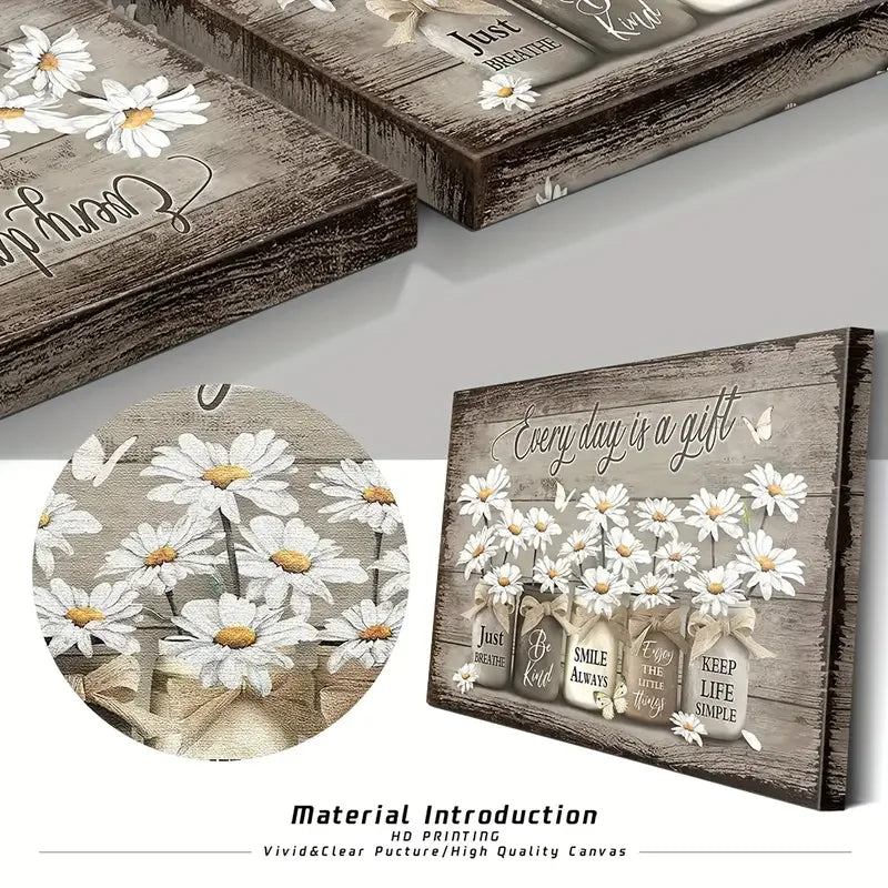 Golden Floral Art Print – Elegant Wall Decor