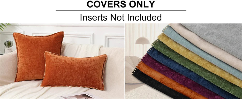 Green Chenille Throw Pillow Cover (Single Piece)