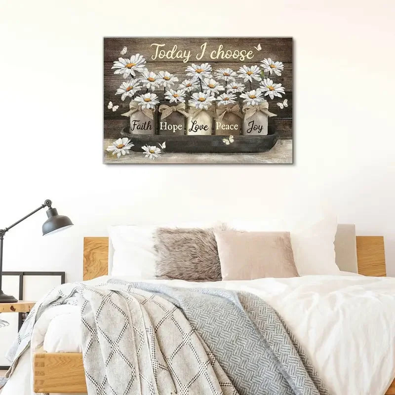Golden Floral Art Print – Elegant Wall Decor