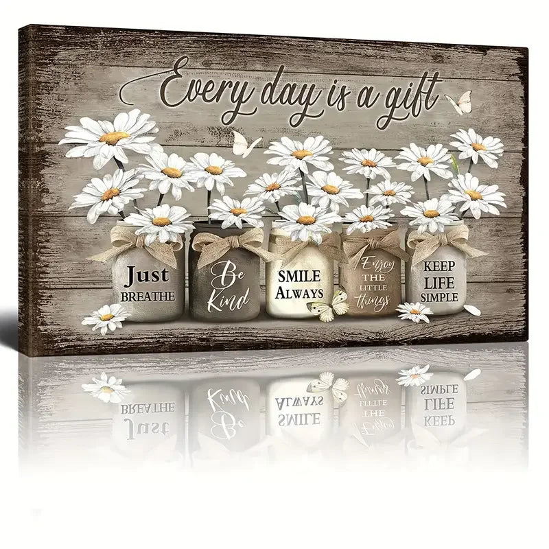 Golden Floral Art Print – Elegant Wall Decor