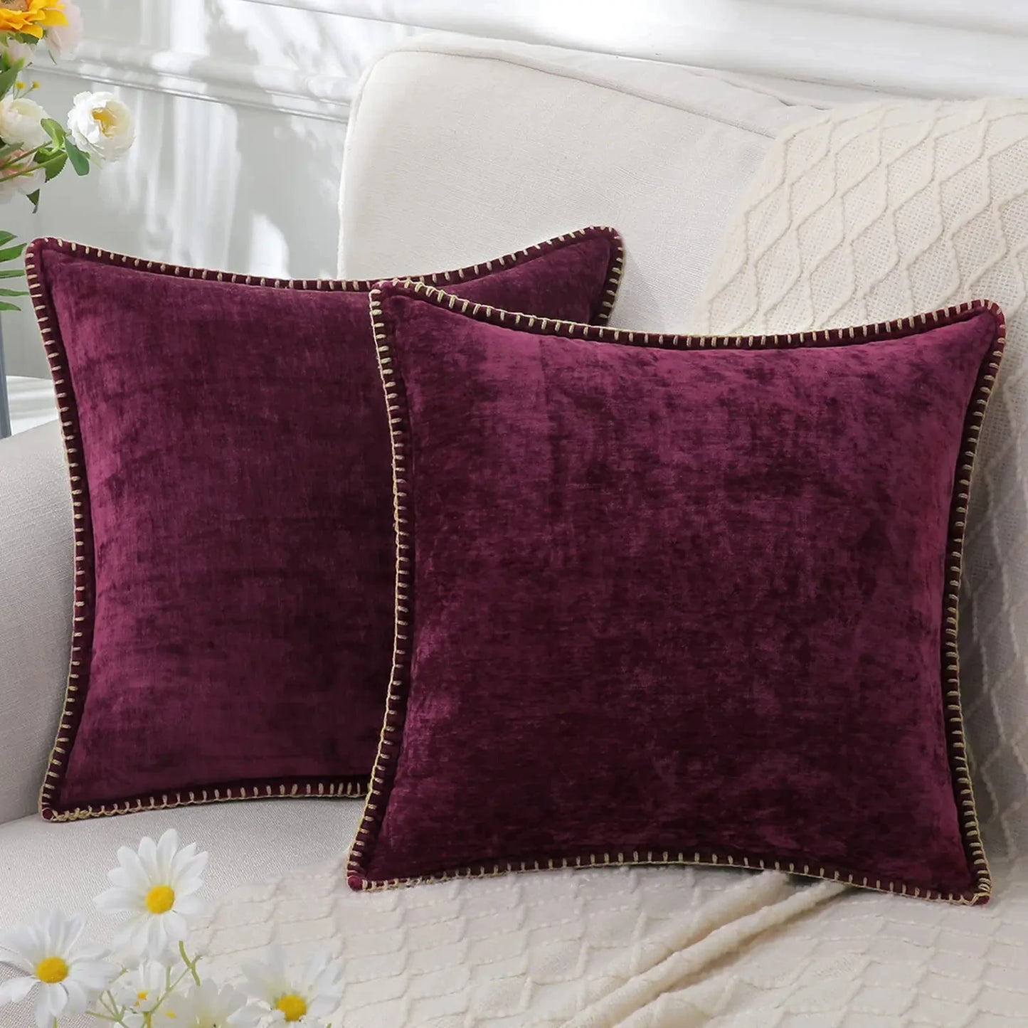 Grey Chenille Throw Pillow Cover – 45x45cm (Single Piece)