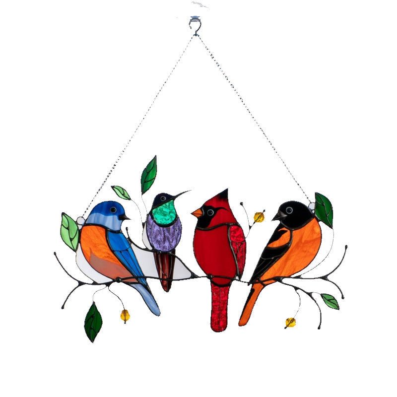 Stained Glass Birds Window Hanger Decoration