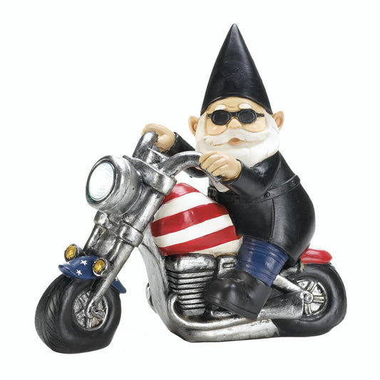Solar Biker Gnome Figurine