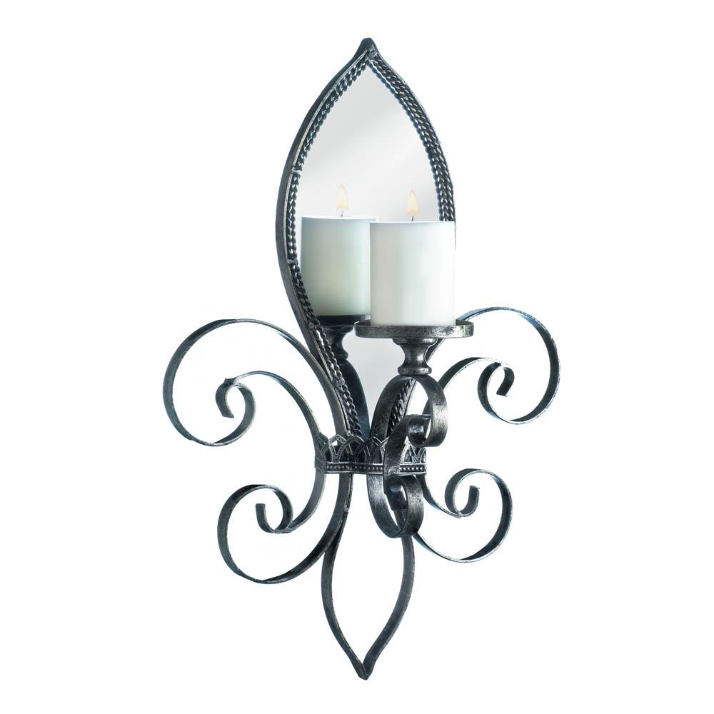 Fleur-De-Lis Mirrored Wall Sconce
