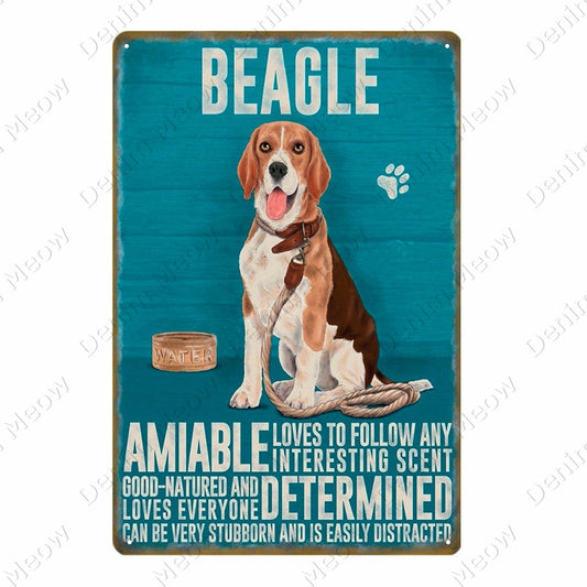 Vintage Pet Plaque BeagleMetal Tin Sign Pub Bar