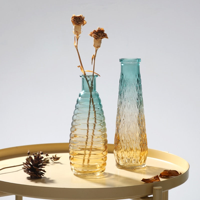 Vintage Vertical Embossed Glass Vase