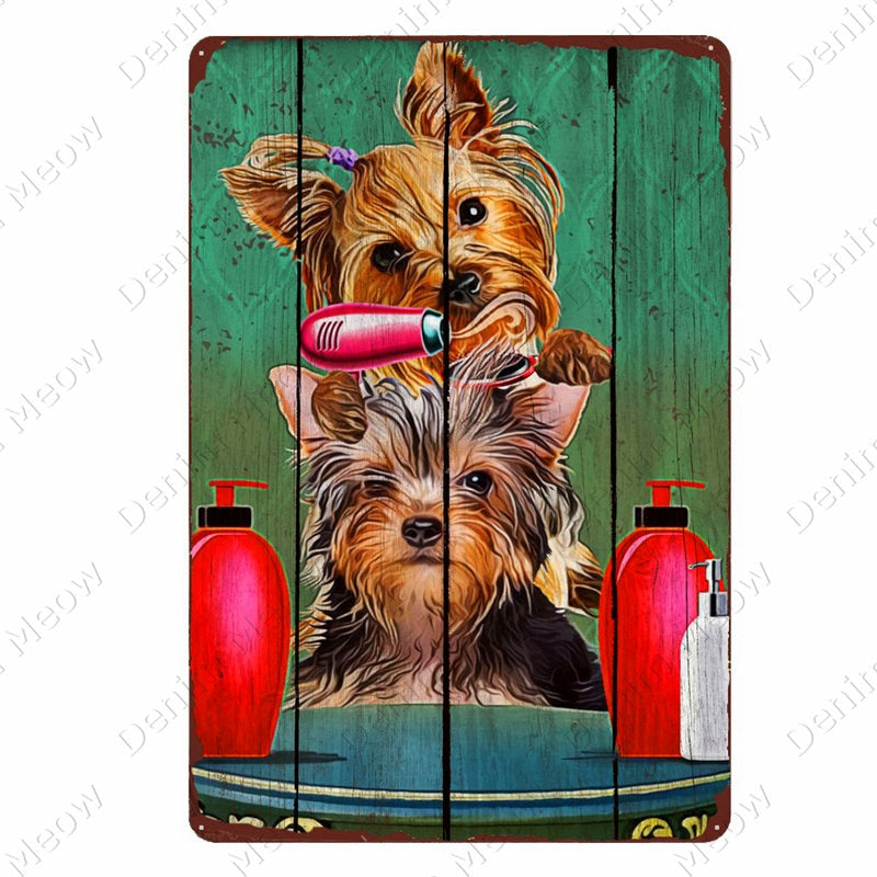 Vintage Pet Yorkshire Terrier Metal Tin Sign Pub Bar