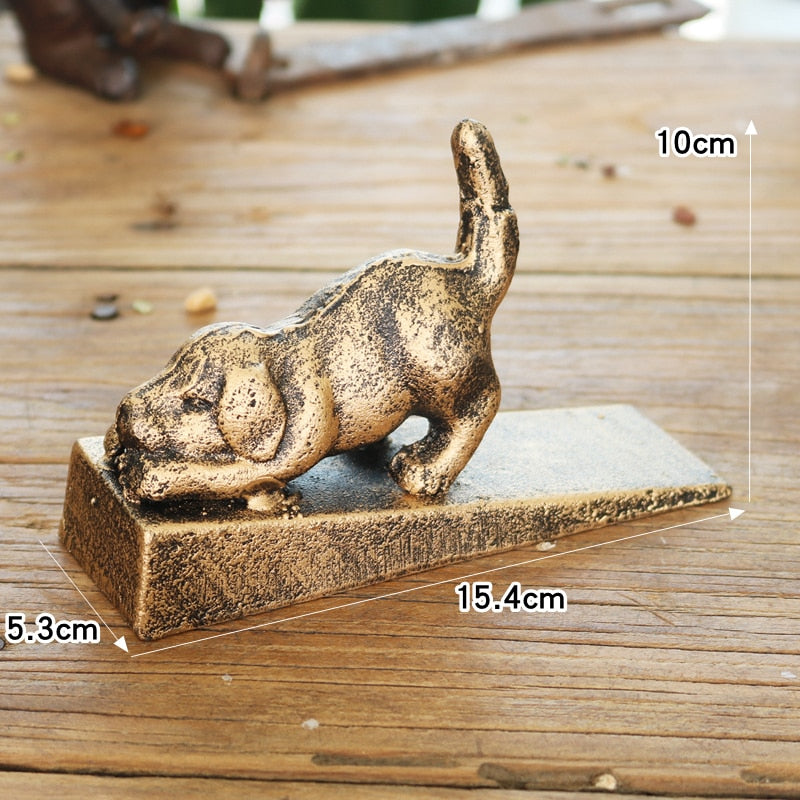 Antique Copper Dog Cast Iron Door Stop