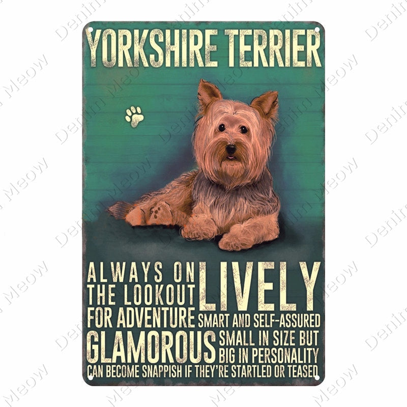 Vintage Pet Yorkshire Terrier Metal Tin Sign Pub Bar