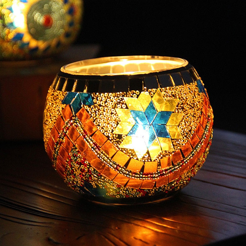 Mosaic Glass Candlestick