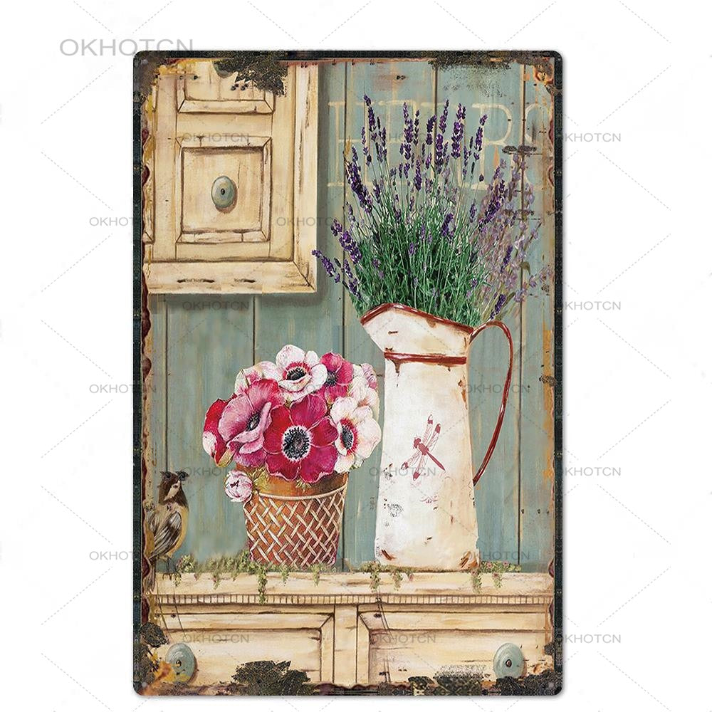Garden Rules Metal Sign Vintage Metal Plaque Plates Decor For Pub Bar Home Wall Decor Tin Signs Flower Poster Gift