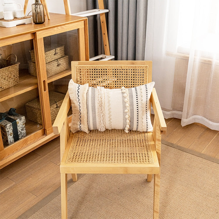 Bohemian Style Cotton Cushion Cover 30X50cm/45x45cm Pillow Cover Beige for Sofa Bed Home Decorative