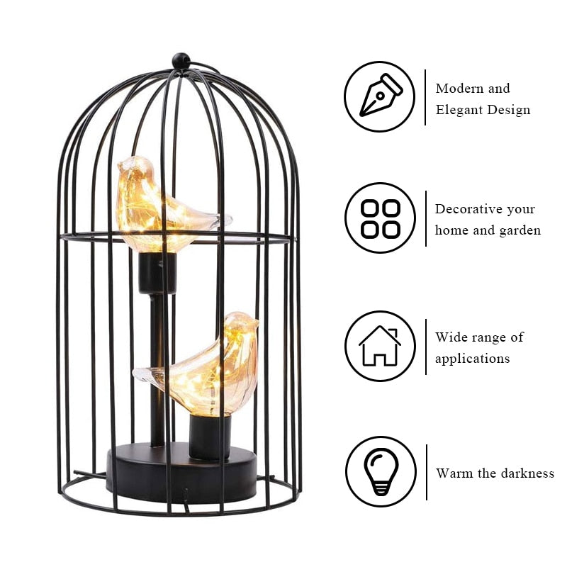 Warm Light Creative Birdcage Iron Table Lamps