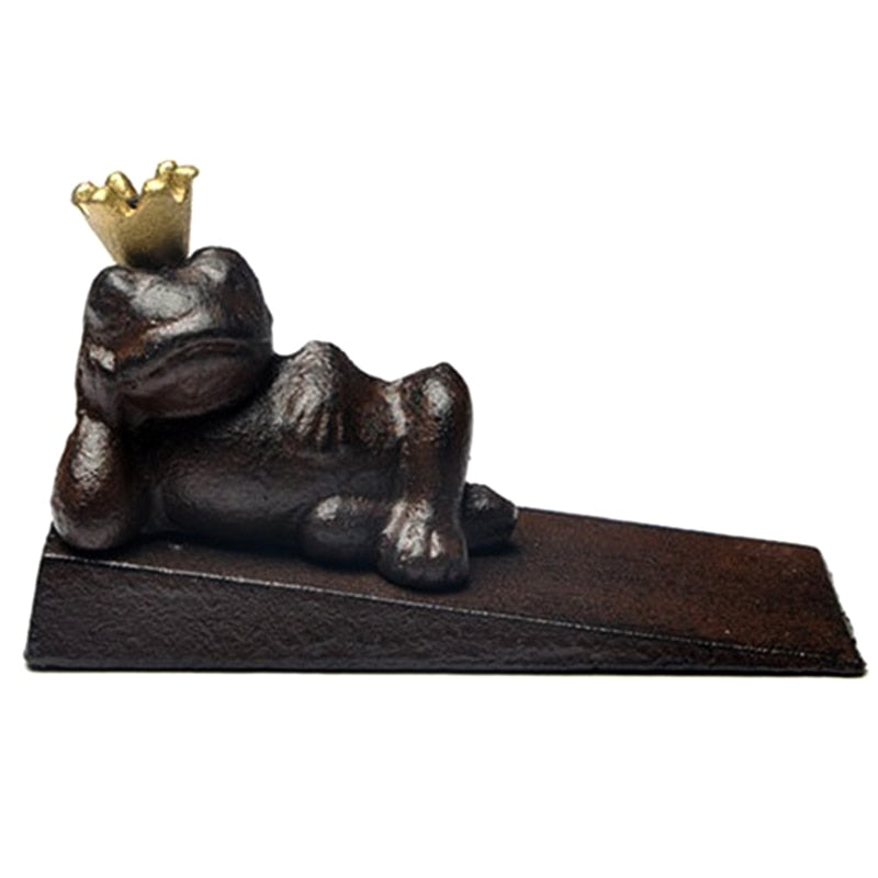 Vintage Wrought Iron Frog Door Stop Block