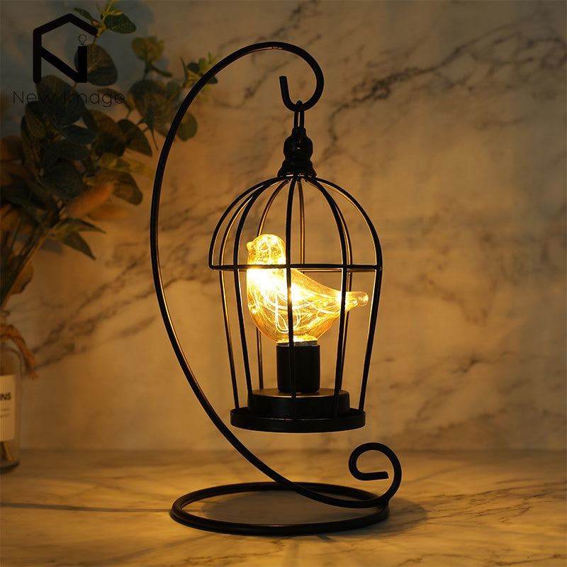 Warm Light Creative Birdcage Iron Table Lamps