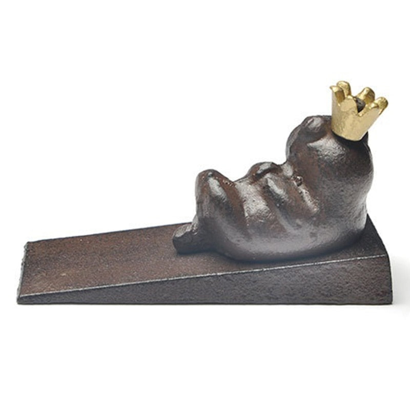 Vintage Wrought Iron Frog Door Stop Block