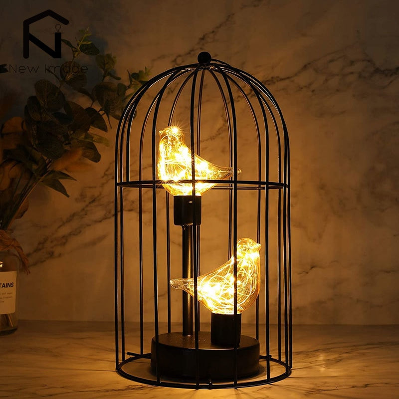 Warm Light Creative Birdcage Iron Table Lamps