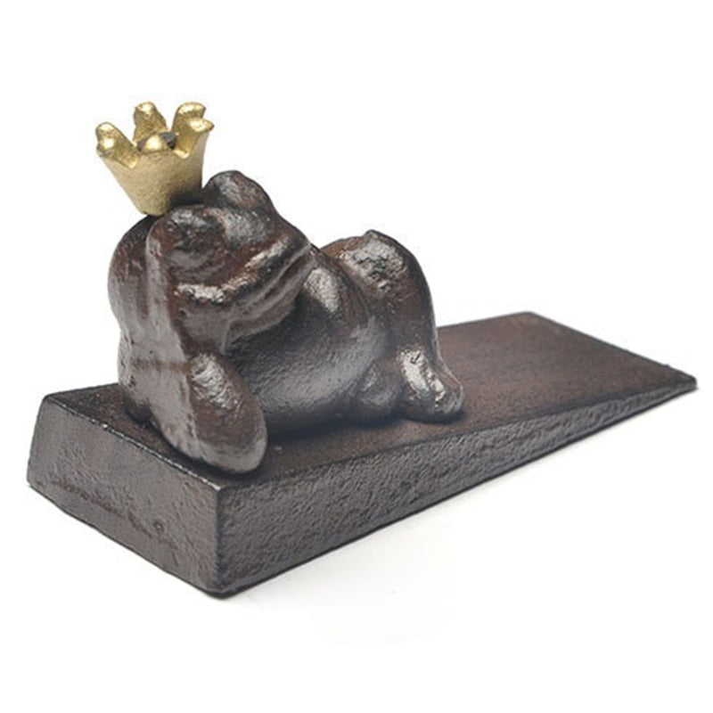 Vintage Wrought Iron Frog Door Stop Block