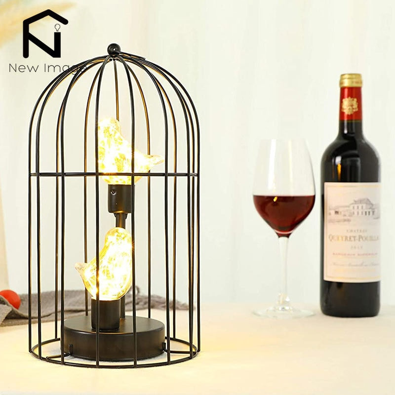 Warm Light Creative Birdcage Iron Table Lamps