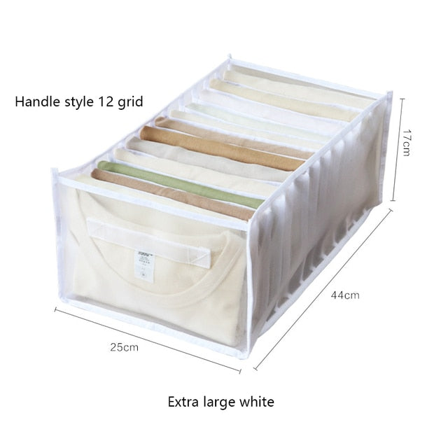 Sweater & Clothes Storage Grid Boxes – Closet Drawer Organizer for T-Shirts, Pants & Dorms