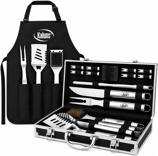 Kaluns 21-Piece Stainless Steel BBQ Grill Tool Set with Aluminum Case