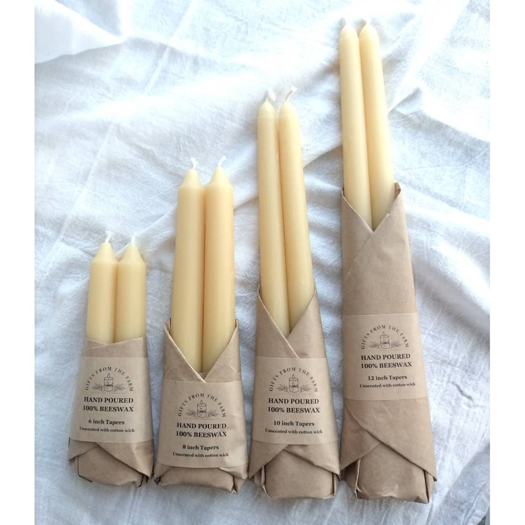 2pk Hand-Poured 100% Beeswax Taper Candles