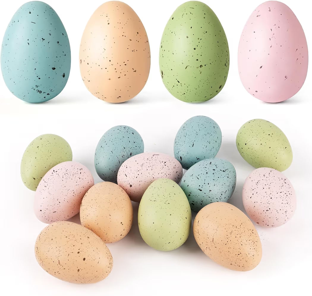16 Pcs Easter Speckled Decorative Eggs – Pastel Spring Decor Vase & Bowl Filler