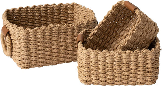 LA JOLIE MUSE Wicker Storage Basket Set