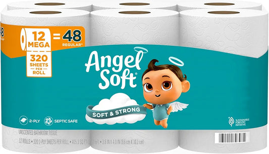 Angel Soft Toilet Paper – 12 Pack