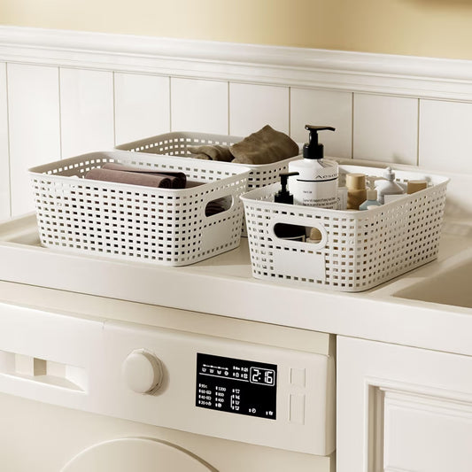 Clear Storage Bins with Bamboo Lids – Everyday Organization Set