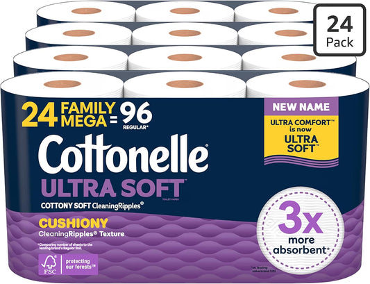 Cottonelle Ultra Soft Toilet Paper 24 Mega Rolls