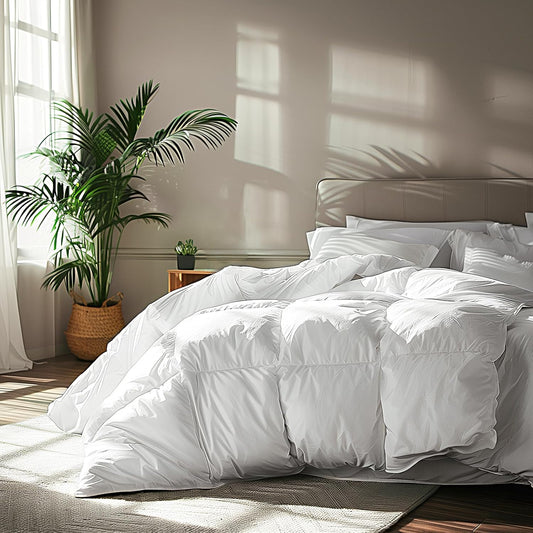 Hotel-Style Down Alternative Comforter – All Season Duvet Insert (Queen, White)