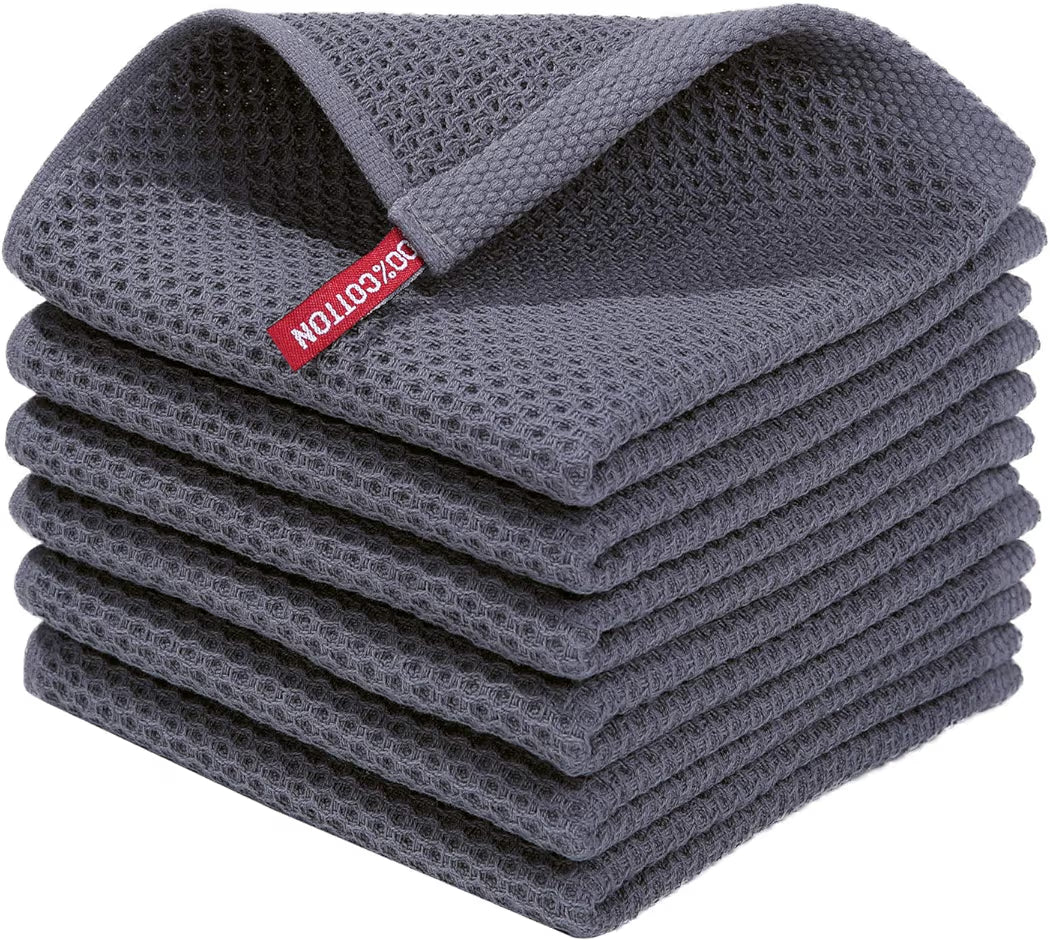 Waffle Weave Cotton Kitchen Cloths (6-Pack)