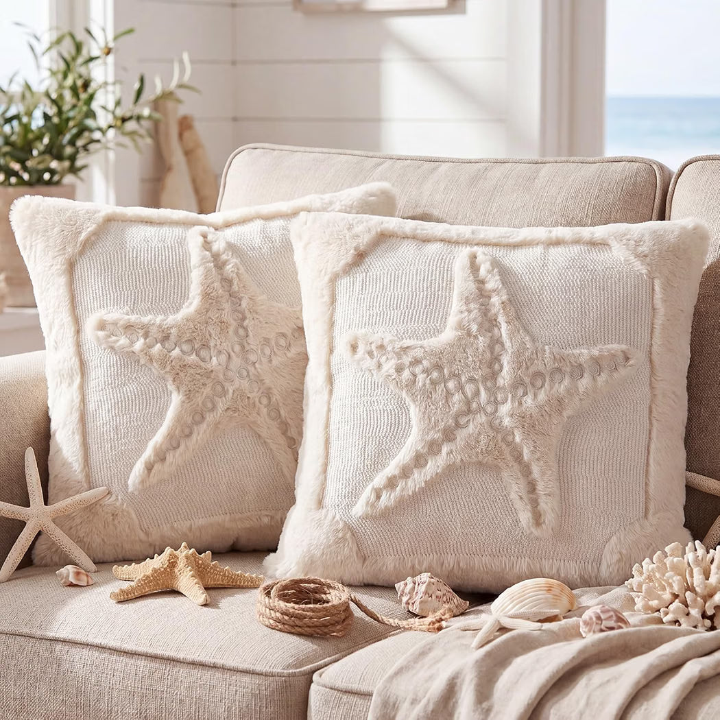 Moukeren 2 Pcs Starfish Pillow Covers 18x18