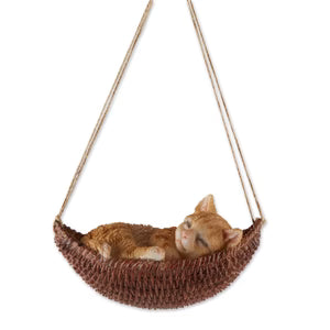 Napping Cat on Hammock Figurine