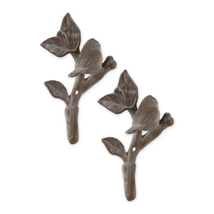 Bird With Leaves Wall Hook Set/2