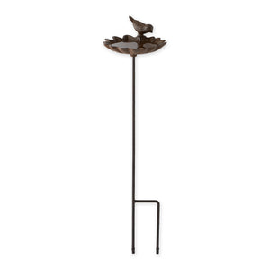Elm Leaf With Bird Birdbath