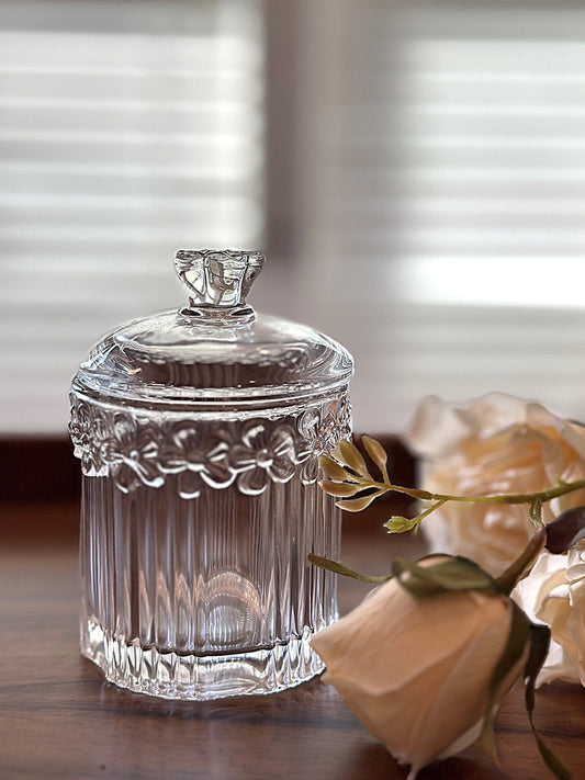 Crystal Glass Storage Jar (Vintage Decorative Container)