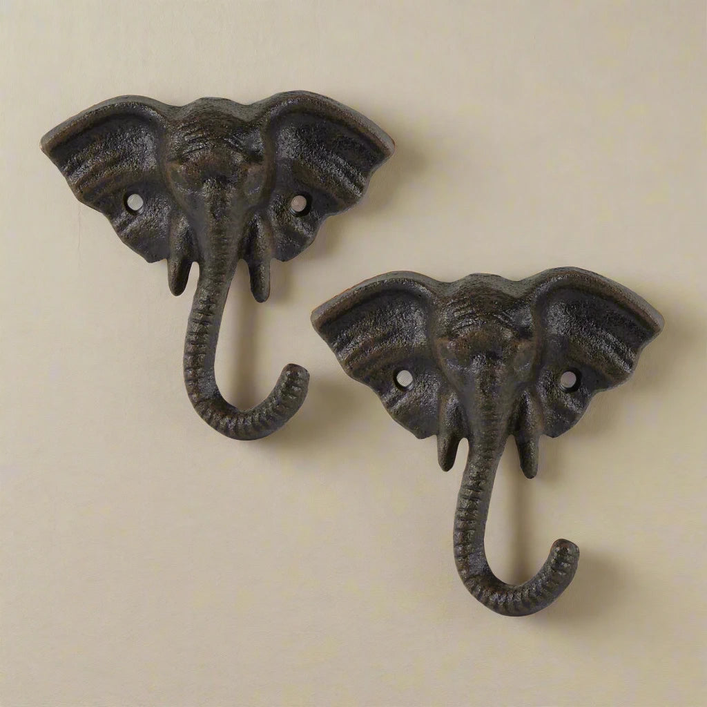 Elephant Cast Iron Wall Hook Set – Versatile & Durable Home Decor