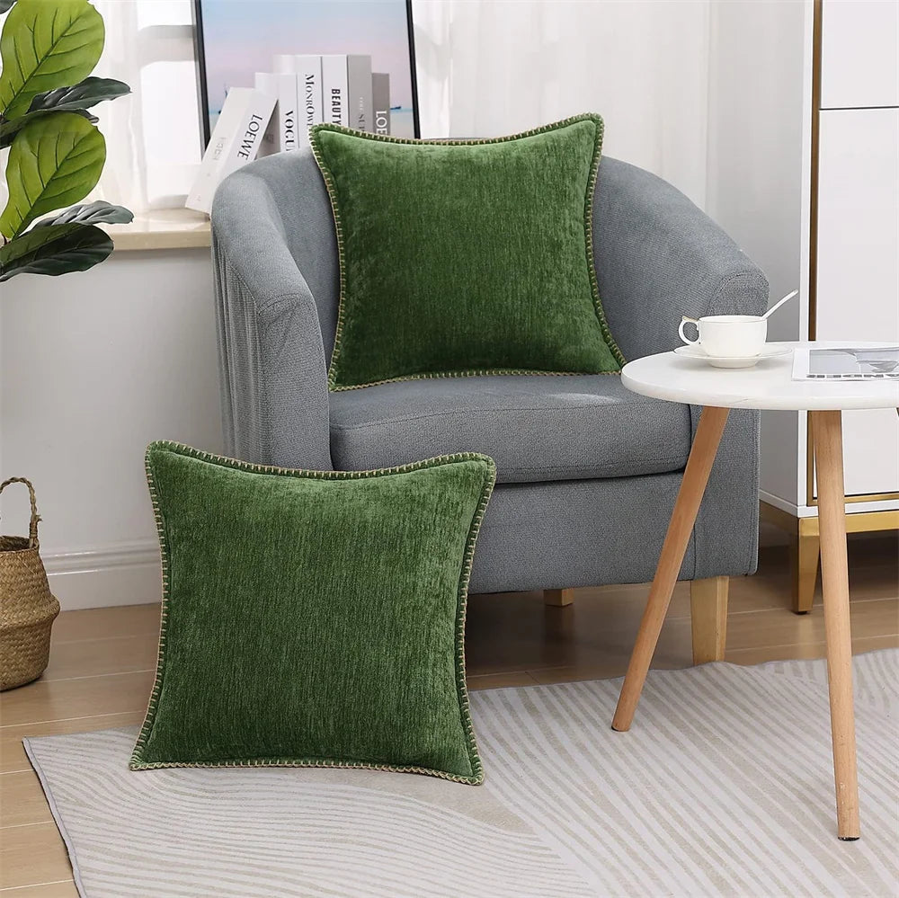 Grey Chenille Throw Pillow Cover – 45x45cm (Single Piece)