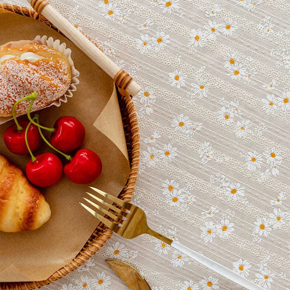 Korean Style Daisy Cotton Floral  Tablecloth