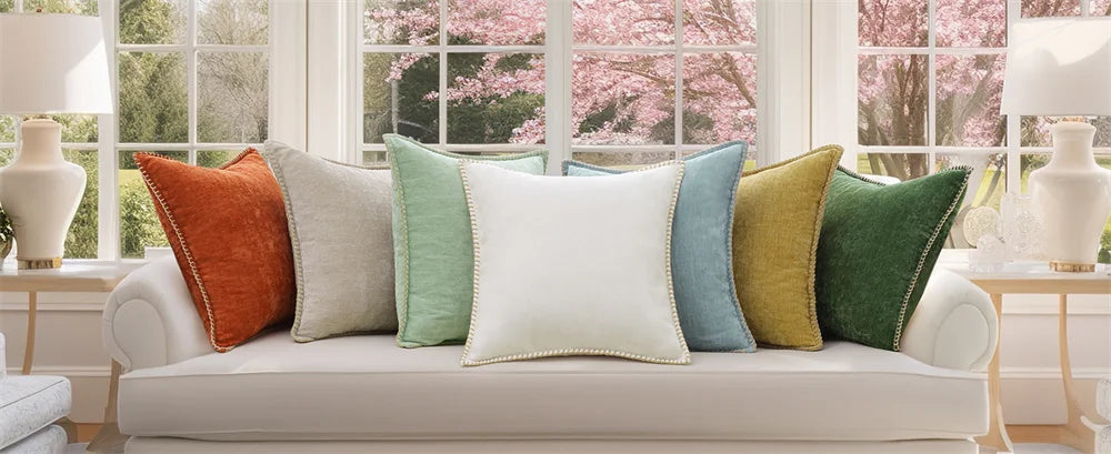 Grey Chenille Throw Pillow Cover – 45x45cm (Single Piece)