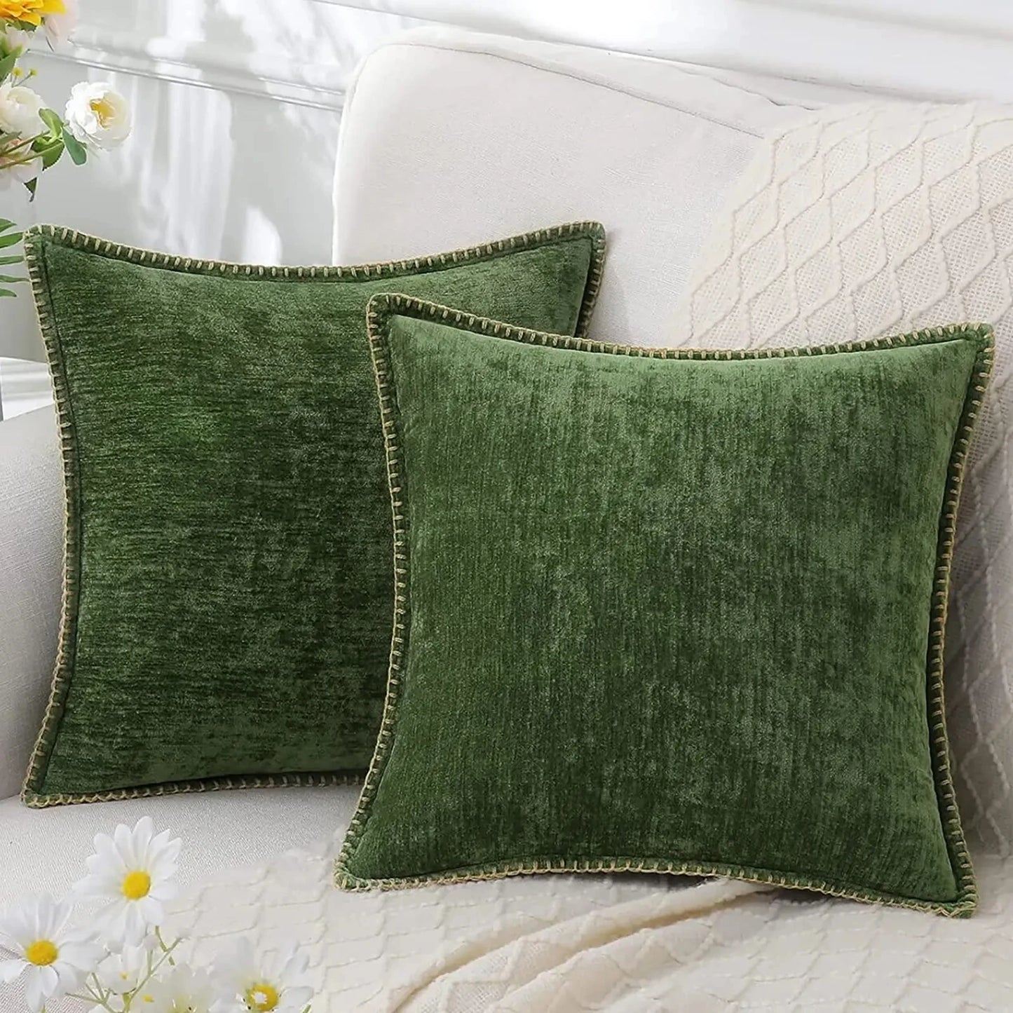 Grey Chenille Throw Pillow Cover – 45x45cm (Single Piece)