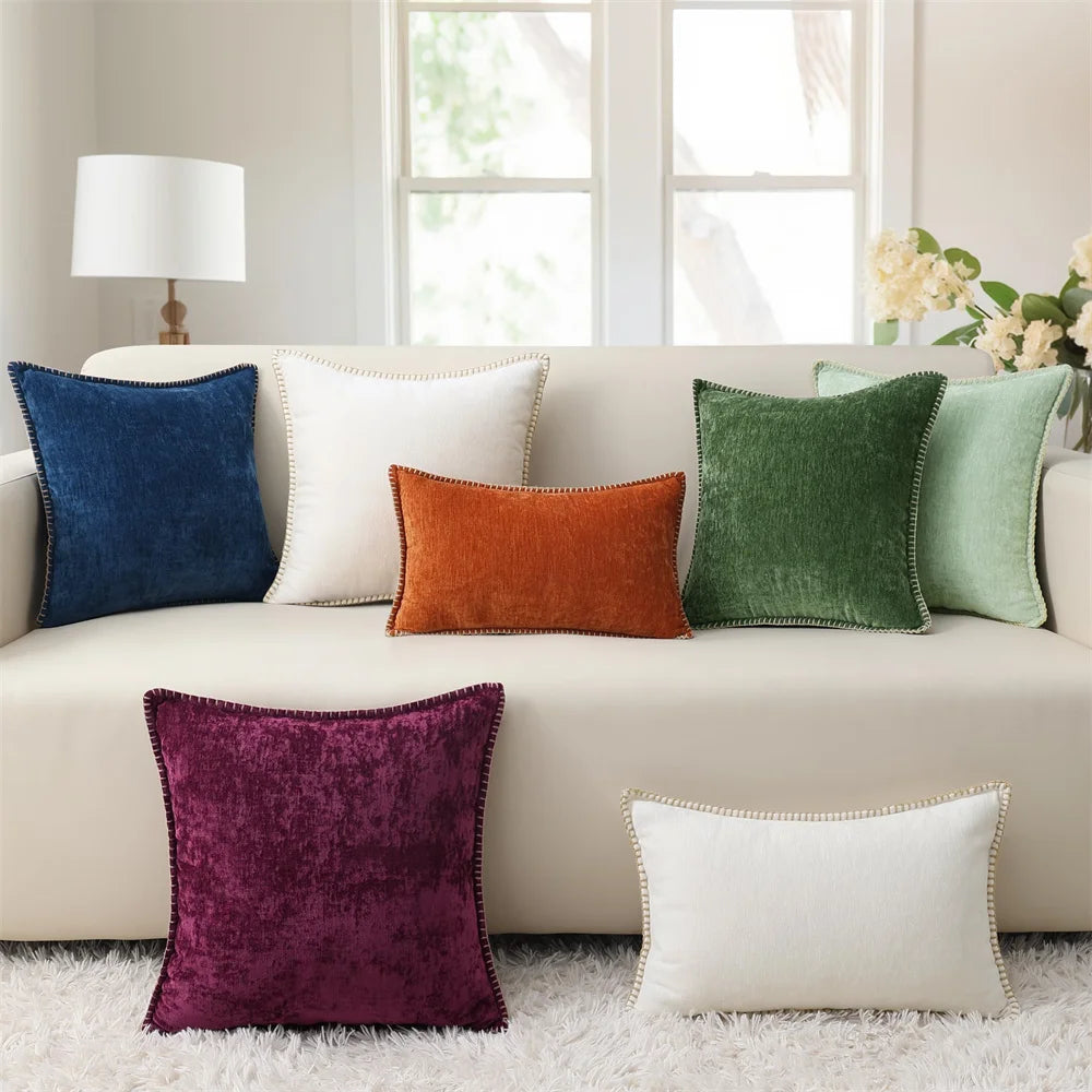 Grey Chenille Throw Pillow Cover – 45x45cm (Single Piece)