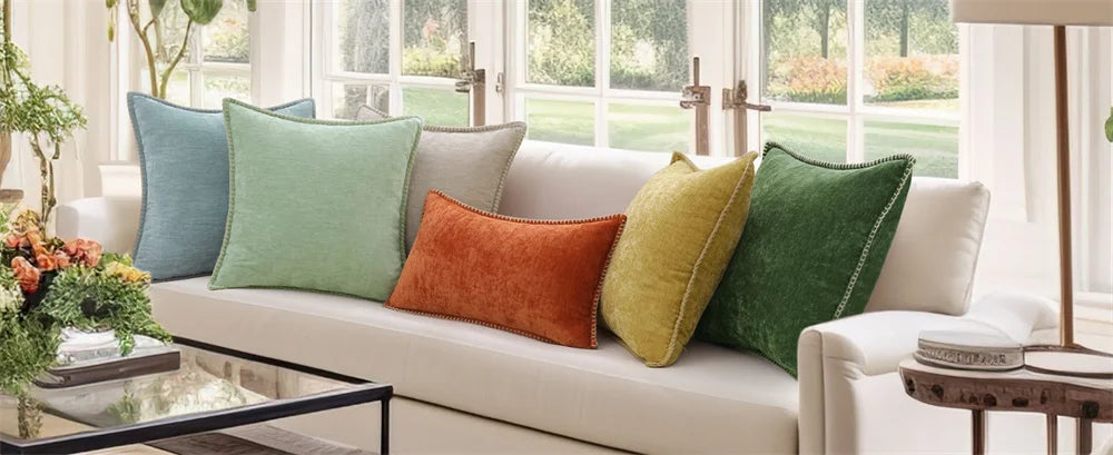 Grey Chenille Throw Pillow Cover – 45x45cm (Single Piece)